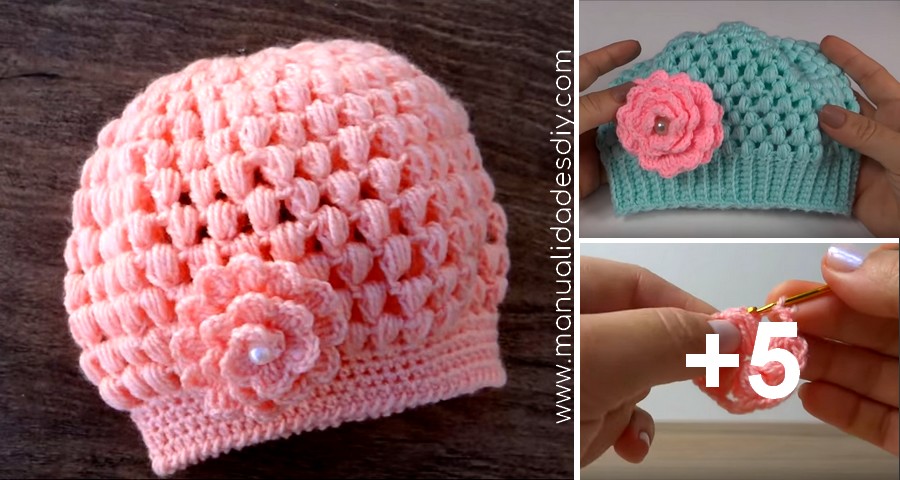 gorro crochet punto puf